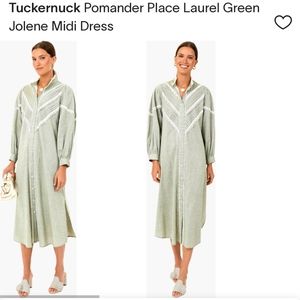 Tuckernuck pomander laurel green jolene midi dress sz med